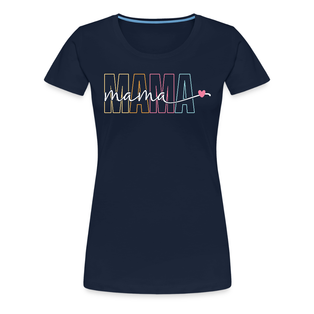 Frauen Premium T-Shirt zum Muttertag - Mama mit Herz - Motiv und Text easy anpassbar - Navy
