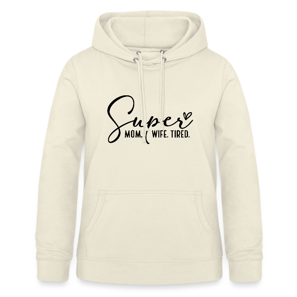 Personalisierter Frauen Hoodie mit Spruch "Super Mom" - perfekt für Muttertag oder Geburtstag - viele Farben und Größen - einfach anpassbar mit Text und Motiv - Vanille-Milchshake