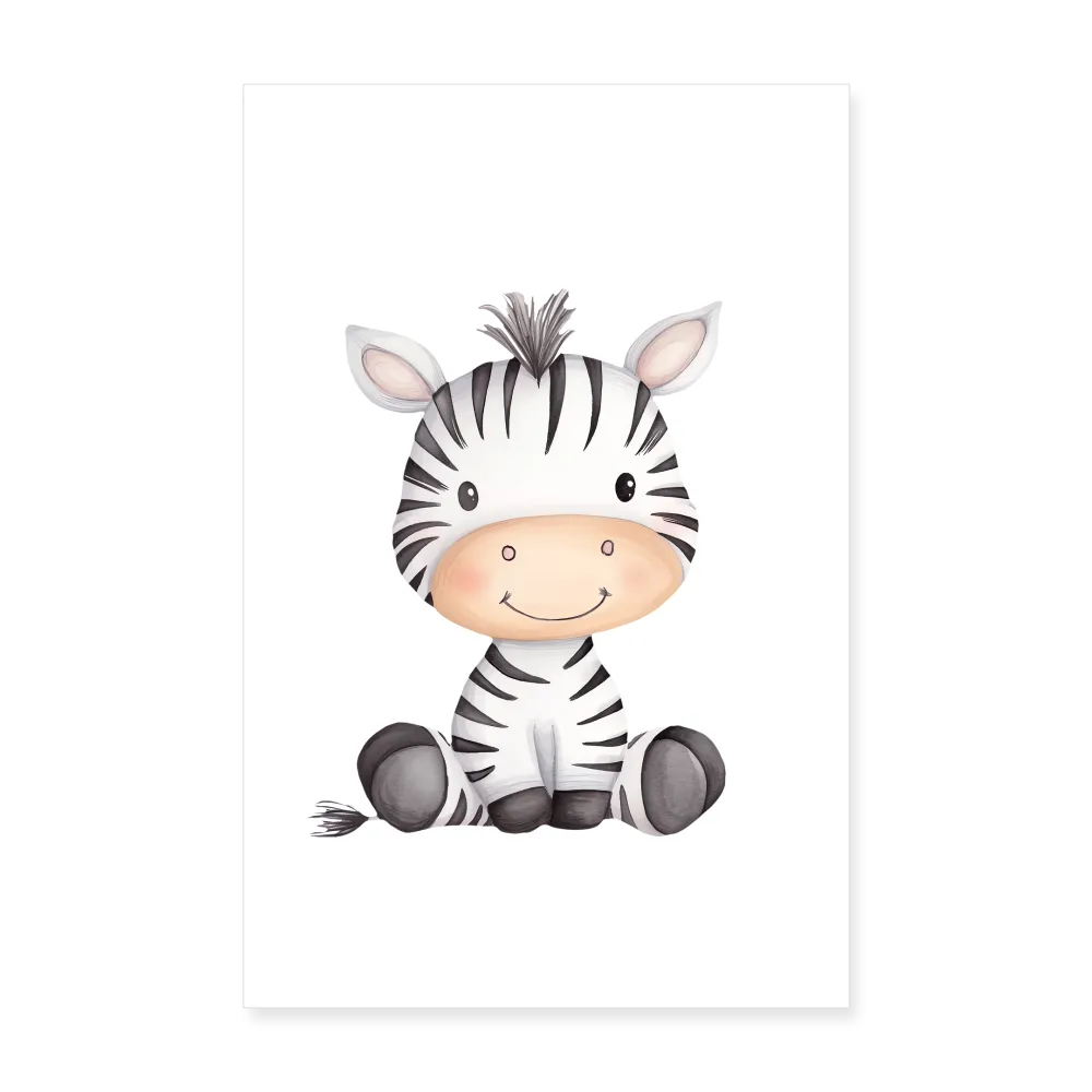 Personalisiertes Poster mit süßem Zebra - 20x30 cm - Mädchen und Jungen Tier Motiv, Bild, Text und Produkt einfach änderbar - Weiß One size
