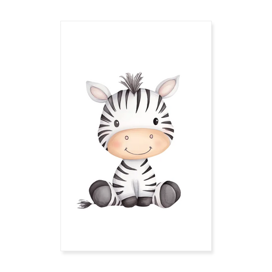 Personalisiertes Poster mit süßem Zebra - 20x30 cm - Mädchen und Jungen Tier Motiv, Bild, Text und Produkt einfach änderbar - Weiß One size
