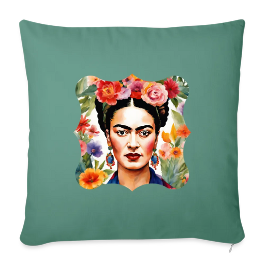 Personalisiertes Sofakissen mit Füllung - Frida Kahlo abstrakt interpretiert - tolle ergänzende Motive in dieser Serie - 44 x 44 cm - viele verschiedene Polsterfarben - Tanngrün One size