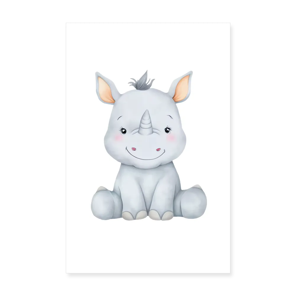 Personalisiertes Poster mit süßem Nashorn für das Kinderzimmer - 20x30 cm - Jungen Tier Motiv, Bild, Text und Produkt einfach änderbar - Weiß One size