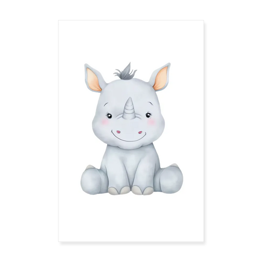 Personalisiertes Poster mit süßem Nashorn für das Kinderzimmer - 20x30 cm - Jungen Tier Motiv, Bild, Text und Produkt einfach änderbar - Weiß One size
