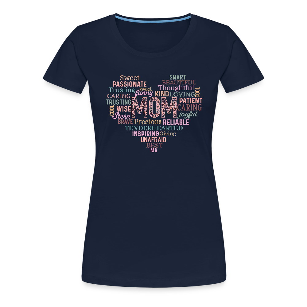 Frauen Premium T-Shirt mit Herz - tolles Motiv zum Muttertag - Motiv und Text easy änderbar - Navy