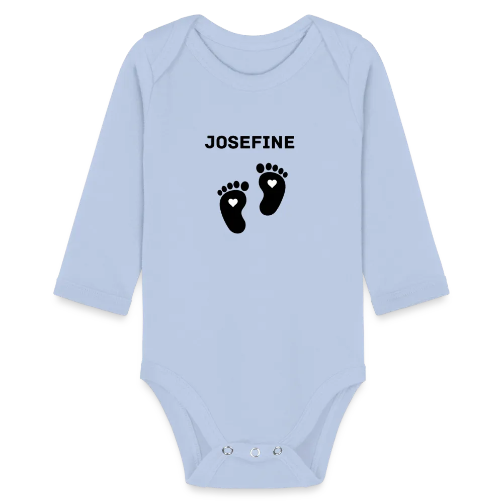 Personalisierter Unisex Baby Bio-Langarm-Body mit variablen Namen - 100% Bio Baumwolle - bis Größe 80 bzw. 12 Monate - in vielen Farben und Größen - Bild, Motiv und Text sind individualisierbar -