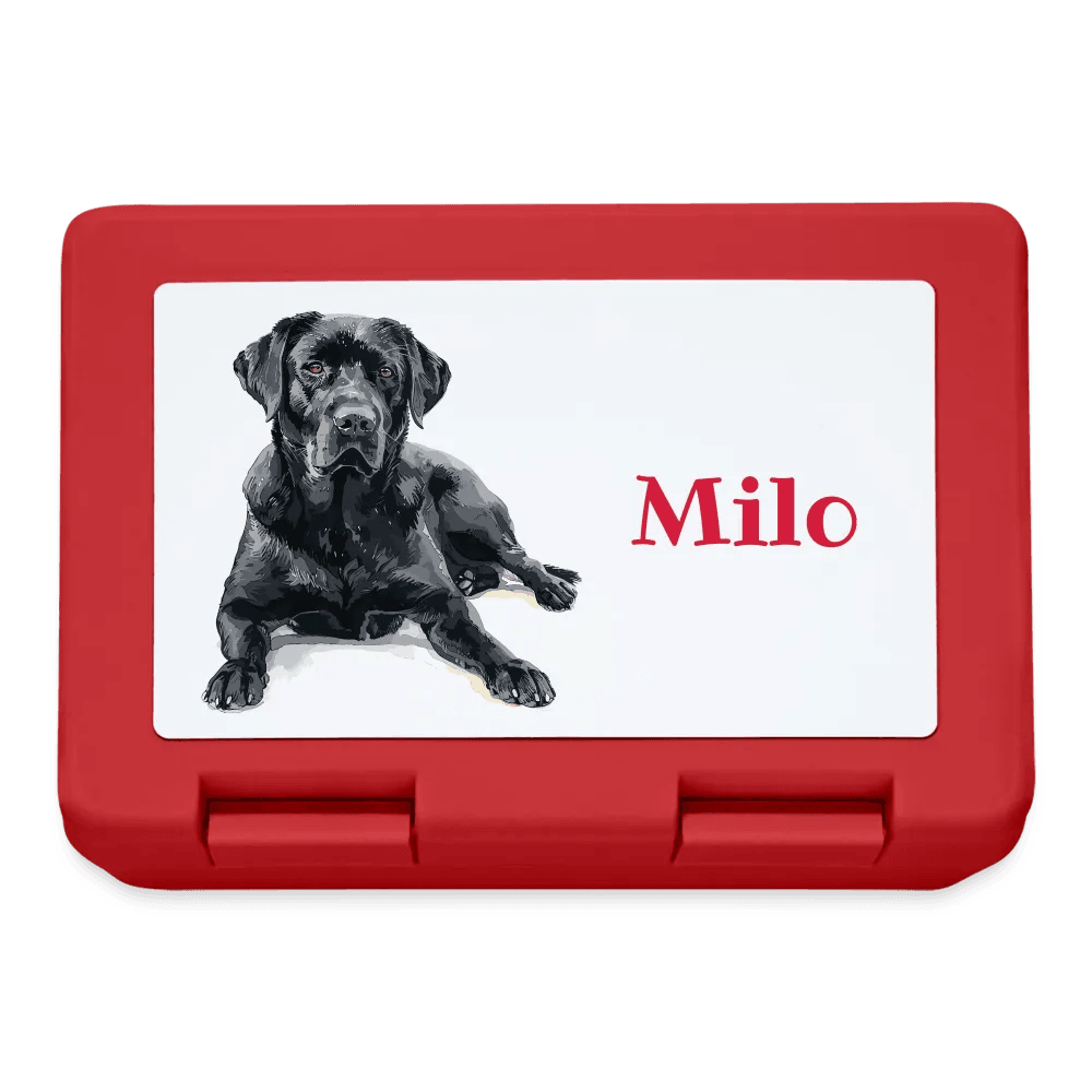 Personalisierter Behälter für Hunde Leckerlis - Motiv und Text veränderbar - Bild des eigenen Hundes hochladbar - Rot One size