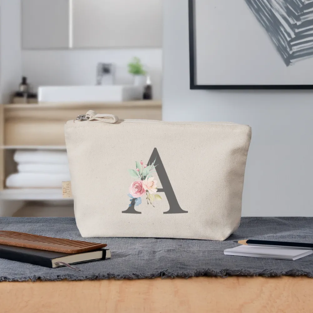 Personalisierte Tasche mit Buchstaben und Blumen für den Namen - Täschchen für Mädchen und Damen aus Bio Baumwolle - Buchstabe und Motiv individualisierbar - 250 x 140 x 60 mm -