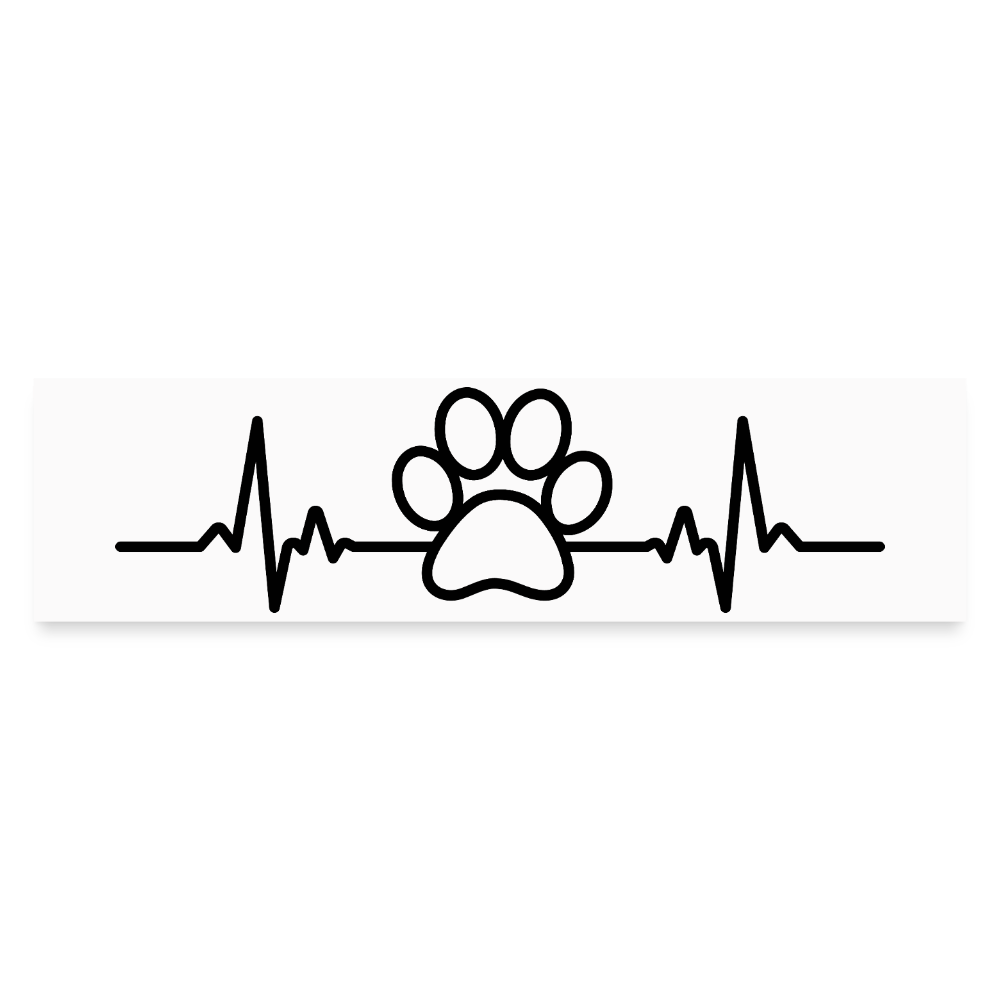 Personalisierter Auto-Aufkleber mit Hundepfote auf Herzschlag Linie - Heartbeat mit Tiere - Text und Motiv kann easy verändert werden - Mattweiß 29.21 cm x 7.62 cm