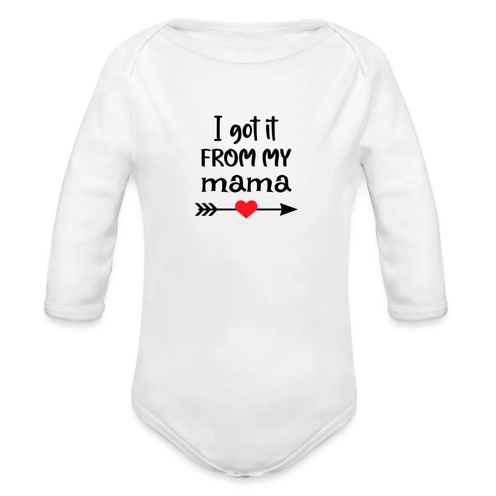 Personalisierter Unisex Baby Bio-Langarm-Body mit Spruch - 100% Bio Baumwolle - bis Größe 80 bzw. 12 Monate - in vielen Farben und Größen - Bild, Motiv und Text sind individualisierbar - Weiß