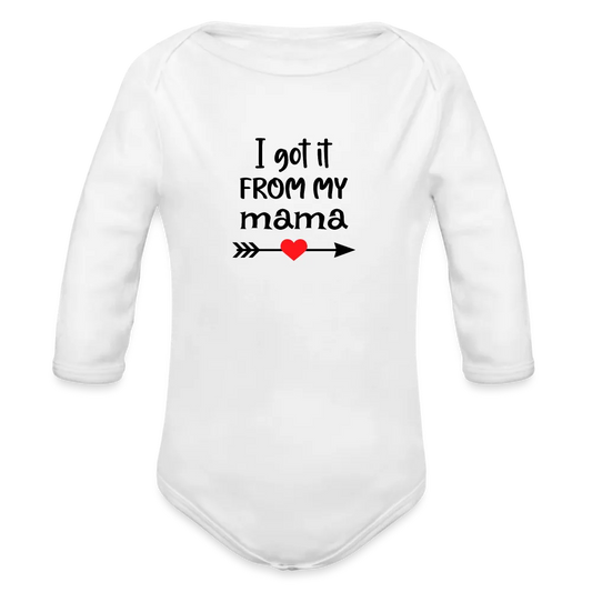 Personalisierter Unisex Baby Bio-Langarm-Body mit Spruch - 100% Bio Baumwolle - bis Größe 80 bzw. 12 Monate - in vielen Farben und Größen - Bild, Motiv und Text sind individualisierbar - Weiß
