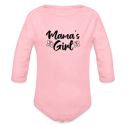 Personalisierter Unisex Baby Bio-Langarm-Body - 100% Bio Baumwolle - bis Größe 80 bzw. 12 Monate - in vielen Farben und Größen - Bild, Motiv und Text sind individualisierbar - Hellrosa