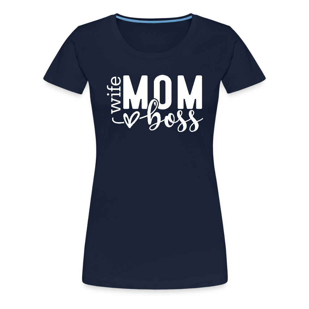 Frauen Premium T-Shirt zum Muttertag - Mom mit Herz - Motiv und Text easy anpassbar - Navy