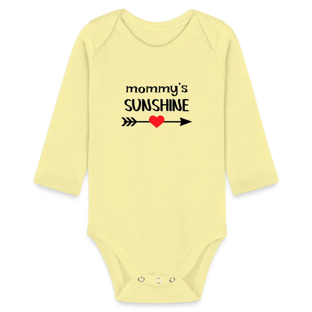 Personalisierter Unisex Baby Bio-Langarm-Body mit Spruch "Mommys sunshine" - 100% Bio Baumwolle - bis Größe 80 bzw. 12 Monate - in vielen Farben und Größen - Bild, Motiv und Text sind individualisierbar -