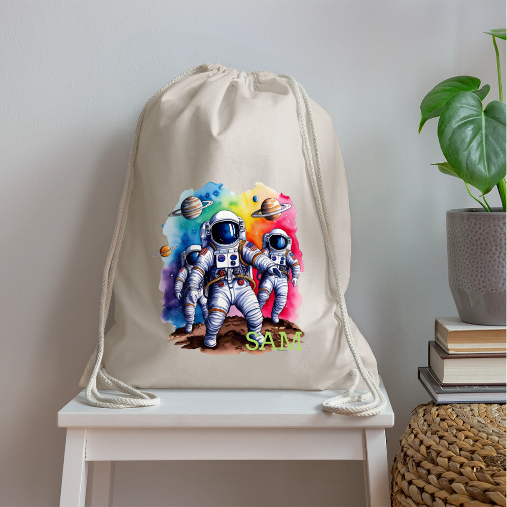 Personalisierter Turnbeutel mit Astronauten und Name - Weltall Beutel für Kinder und Erwachsene - Text und Motiv easy änderbar -