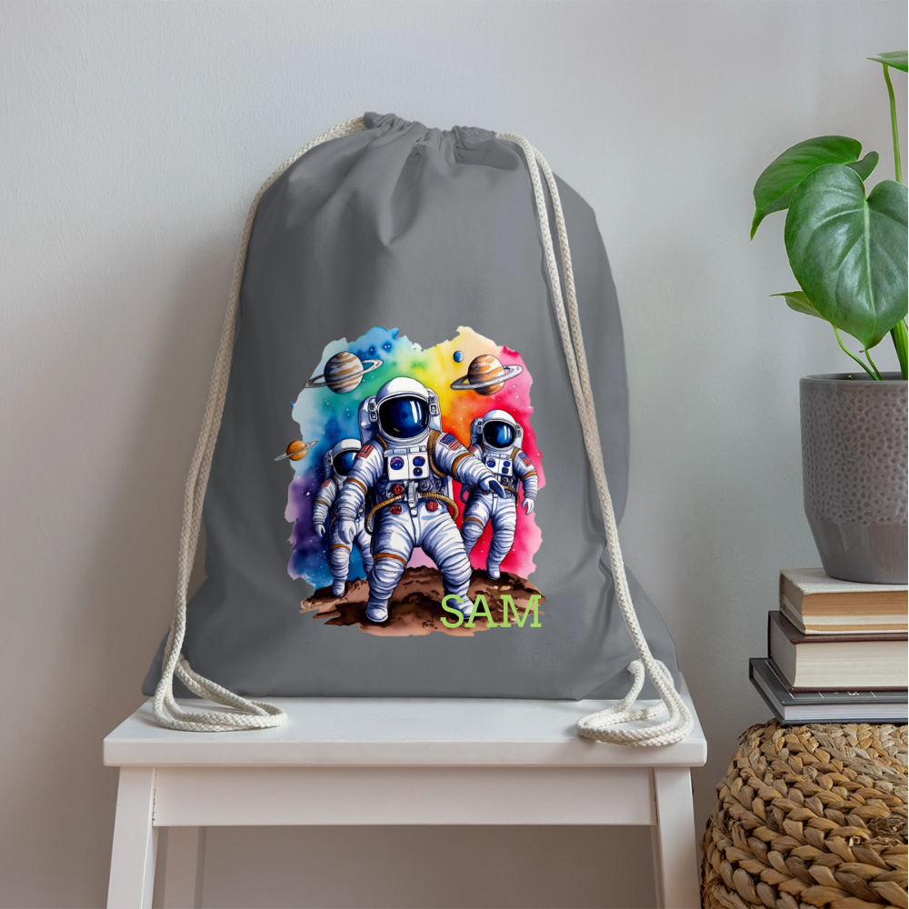 Personalisierter Turnbeutel mit Astronauten und Name - Weltall Beutel für Kinder und Erwachsene - Text und Motiv easy änderbar -