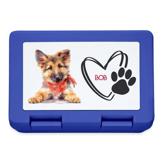 Personalisierter Behälter für Hunde Leckerlis - Motiv und Text veränderbar - Bild des eigenen Hundes hochladbar - Royalblau One size