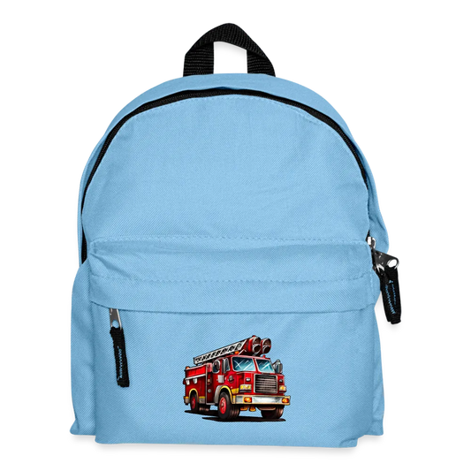 Kinder Rucksack in blau mit Feuerwehr Fahrzeug - super für Jungen und Mädchen - Hellblau One size