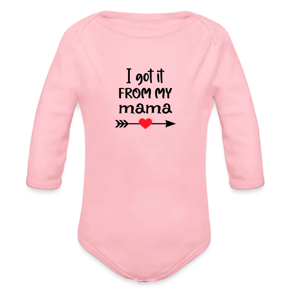 Personalisierter Unisex Baby Bio-Langarm-Body mit Spruch - 100% Bio Baumwolle - bis Größe 80 bzw. 12 Monate - in vielen Farben und Größen - Bild, Motiv und Text sind individualisierbar - Hellrosa