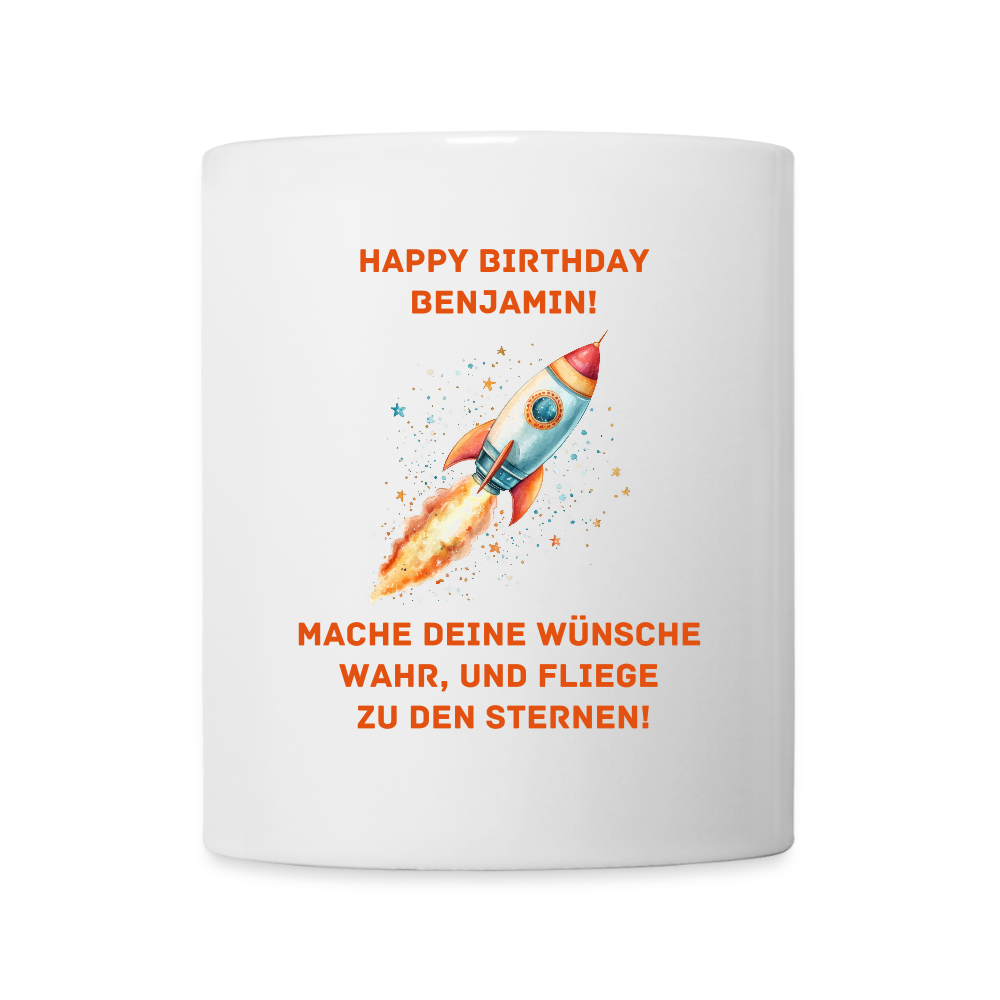 Personalisierbare Tasse für Kinder - Astronauten und Rakete mit Spruch zum Geburtstag - Text und Motiv einfach änderbar -