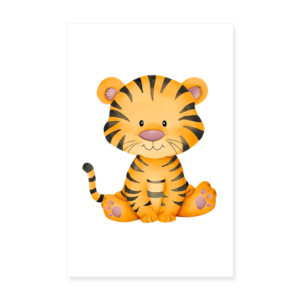 Personalisiertes Poster mit süßem Tiger - 20x30 cm - Jungen Tier Motiv, Bild, Text und Produkt einfach änderbar - Weiß One size