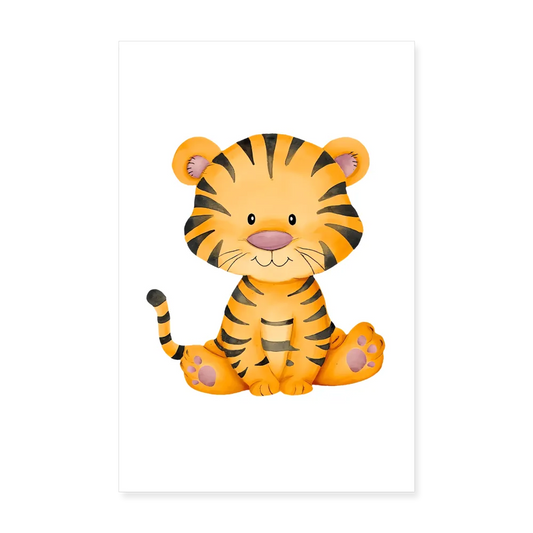 Personalisiertes Poster mit süßem Tiger - 20x30 cm - Jungen Tier Motiv, Bild, Text und Produkt einfach änderbar - Weiß One size
