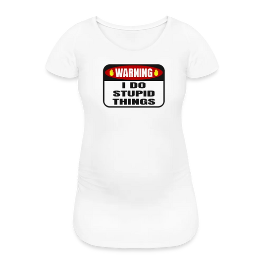 Personalisiertes weißes Schwangerschafts-T-Shirt für Frauen mit lustigem Spruch - Print Shirts für werdende Mama - Motiv und Text individualisierbar - auch in großen Größen für jede Mutter - Weiß