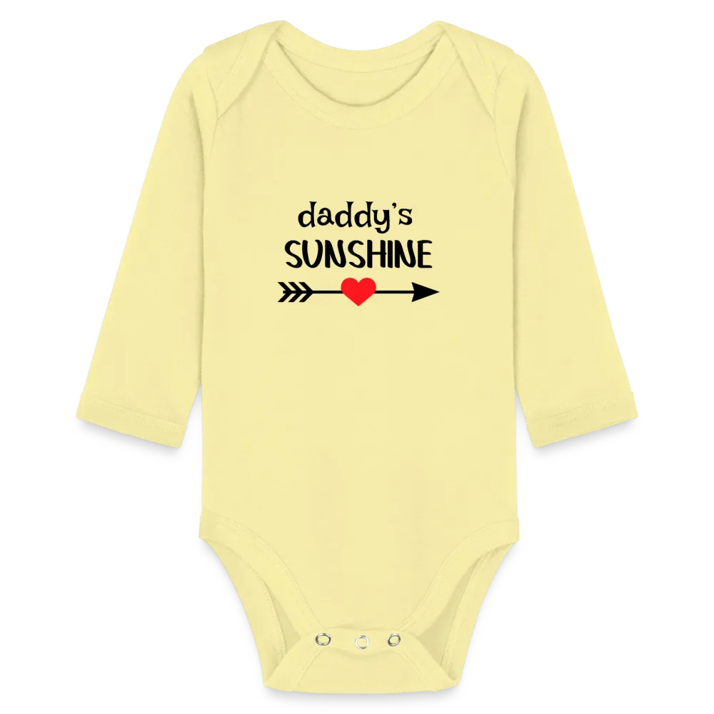 Personalisierter Unisex Baby Bio-Langarm-Body mit Spruch "Daddys sunshine" - 100% Bio Baumwolle - bis Größe 80 bzw. 12 Monate - in vielen Farben und Größen - Bild, Motiv und Text sind individualisierbar -