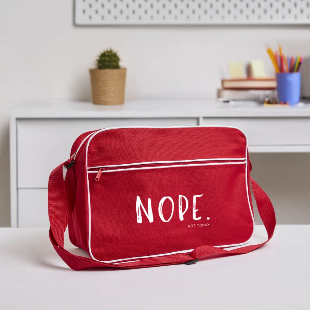 Personalisierte Unisex Retro Tasche zum Umhängen mit Spruch "Nope. Not Today" - Motiv und Text veränderbar - 18 Liter -