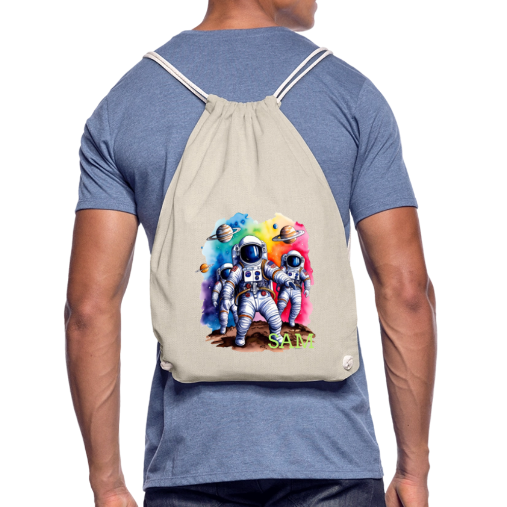Personalisierter Turnbeutel mit Astronauten und Name - Weltall Beutel für Kinder und Erwachsene - Text und Motiv easy änderbar -