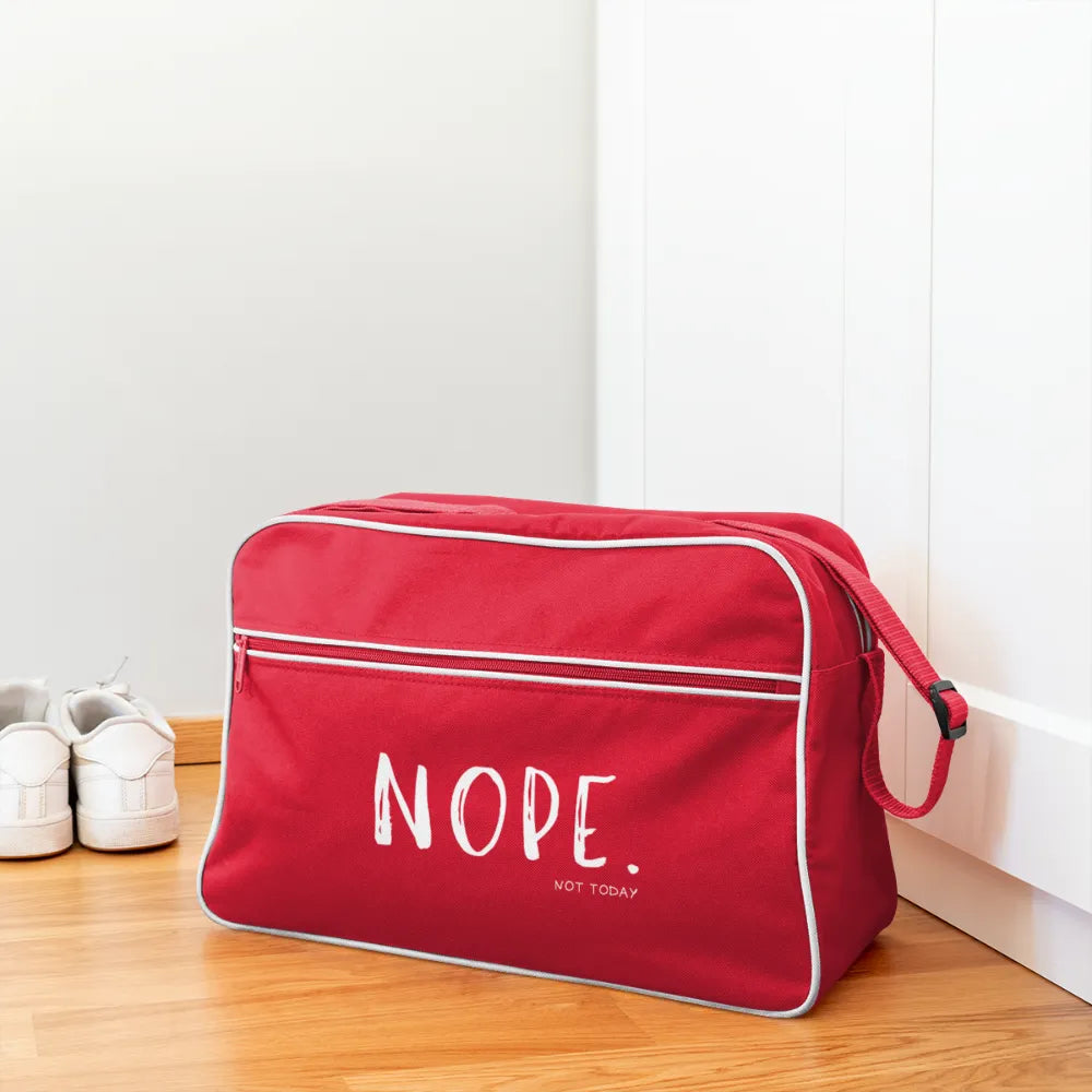 Personalisierte Unisex Retro Tasche zum Umhängen mit Spruch "Nope. Not Today" - Motiv und Text veränderbar - 18 Liter -