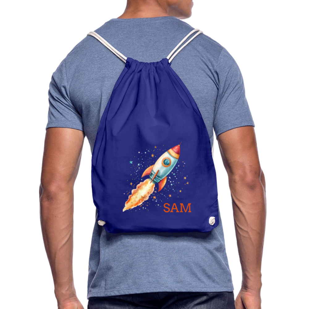 Personalisierte Turnbeutel mit Rakete und Name - Motiv und Text easy änderbar -