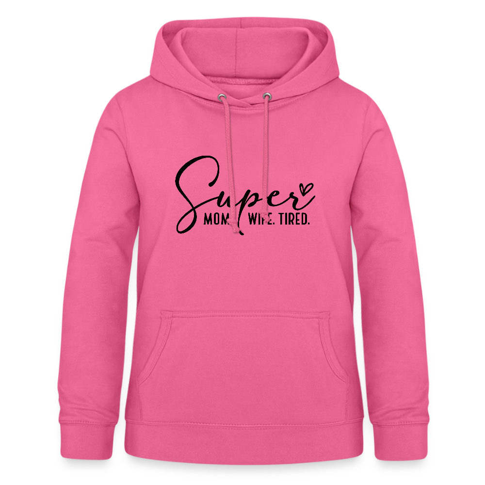 Personalisierter Frauen Hoodie mit Spruch "Super Mom" - perfekt für Muttertag oder Geburtstag - viele Farben und Größen - einfach anpassbar mit Text und Motiv - Pink