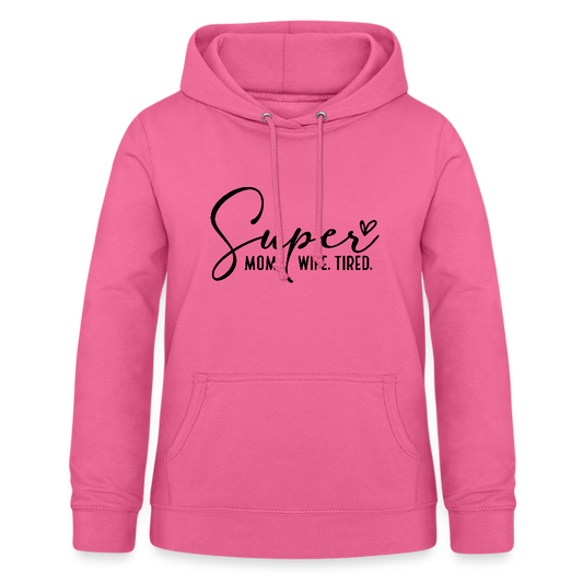 Personalisierter Frauen Hoodie mit Spruch "Super Mom" - perfekt für Muttertag oder Geburtstag - viele Farben und Größen - einfach anpassbar mit Text und Motiv - Pink