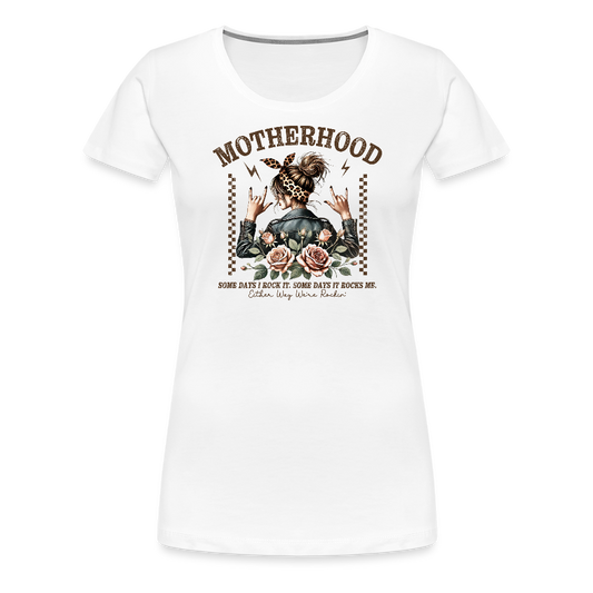 Personalisiertes Frauen Premium T-Shirt mit coolem Motiv "Motherhood" - Shirt kann auch mit eigenem Design bedruckt werden - Weiß
