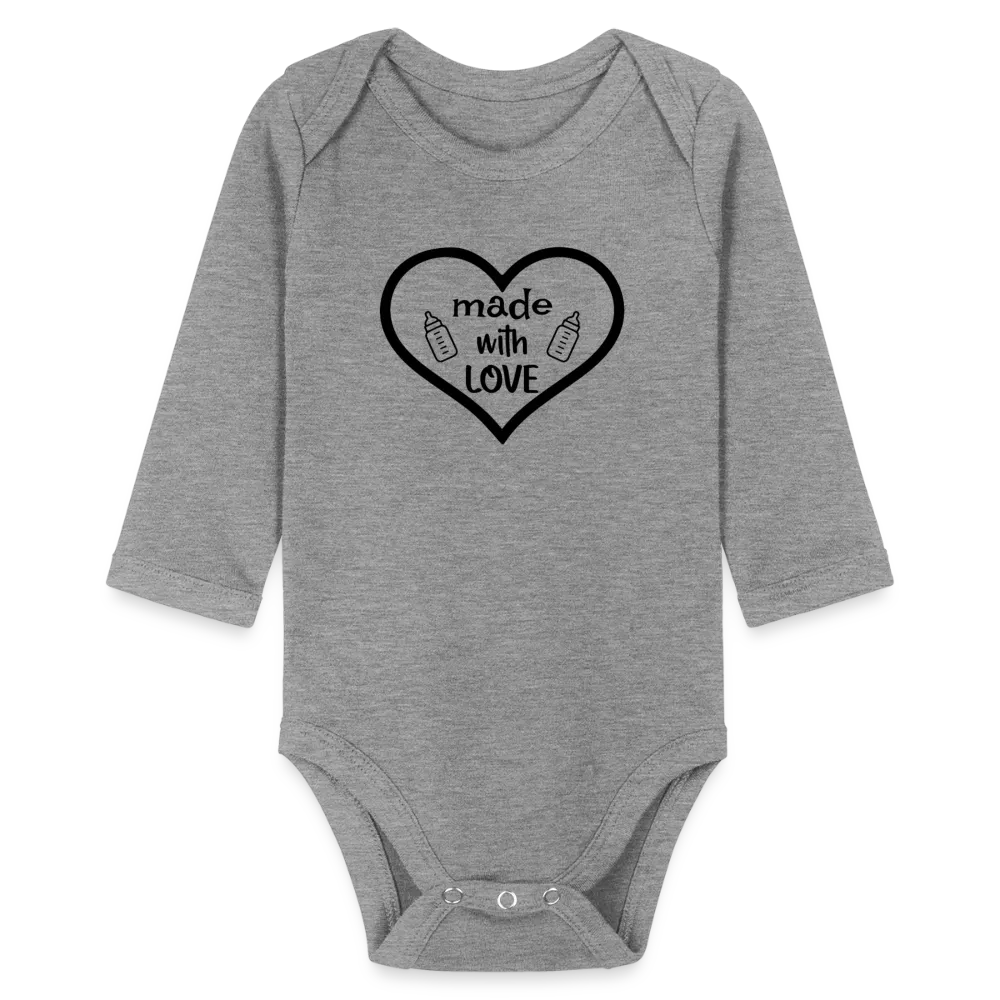 Personalisierter Unisex Baby Bio-Langarm-Body mit Spruch "Made with love" - 100% Bio Baumwolle - bis Größe 80 bzw. 12 Monate - in vielen Farben und Größen - Bild, Motiv und Text sind individualisierbar -