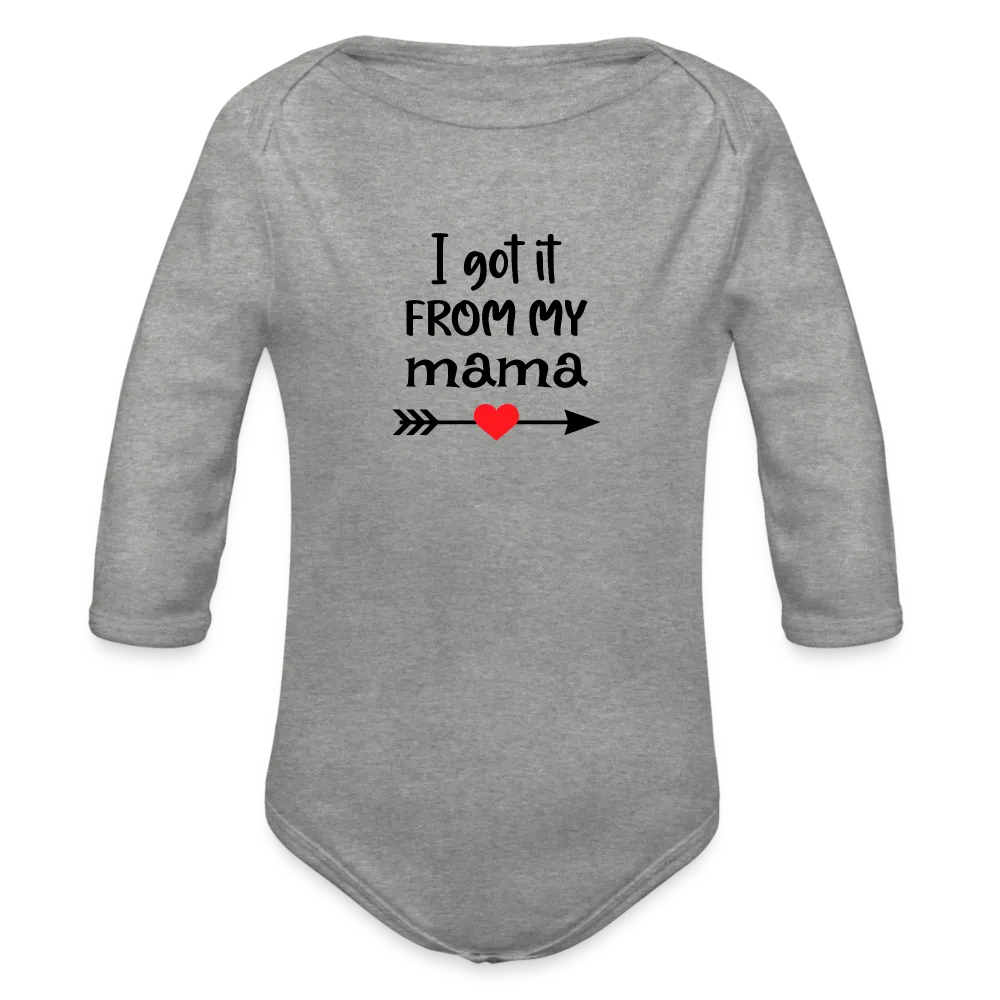 Personalisierter Unisex Baby Bio-Langarm-Body mit Spruch - 100% Bio Baumwolle - bis Größe 80 bzw. 12 Monate - in vielen Farben und Größen - Bild, Motiv und Text sind individualisierbar - Grau meliert