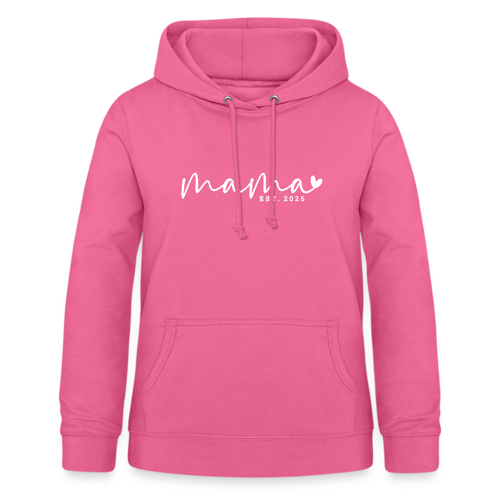 Personalisierter Frauen Hoodie mit eigenem Design bedrucken - hier mit Mama - est. 2025 - Sweater mit Spruch bedrucken - viele Farben und Größen - Pink
