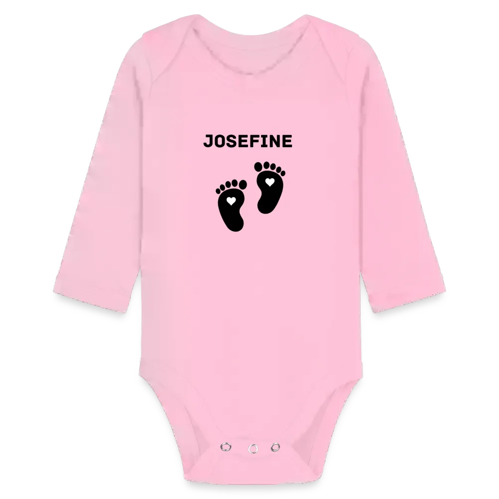 Personalisierter Unisex Baby Bio-Langarm-Body mit variablen Namen - 100% Bio Baumwolle - bis Größe 80 bzw. 12 Monate - in vielen Farben und Größen - Bild, Motiv und Text sind individualisierbar -
