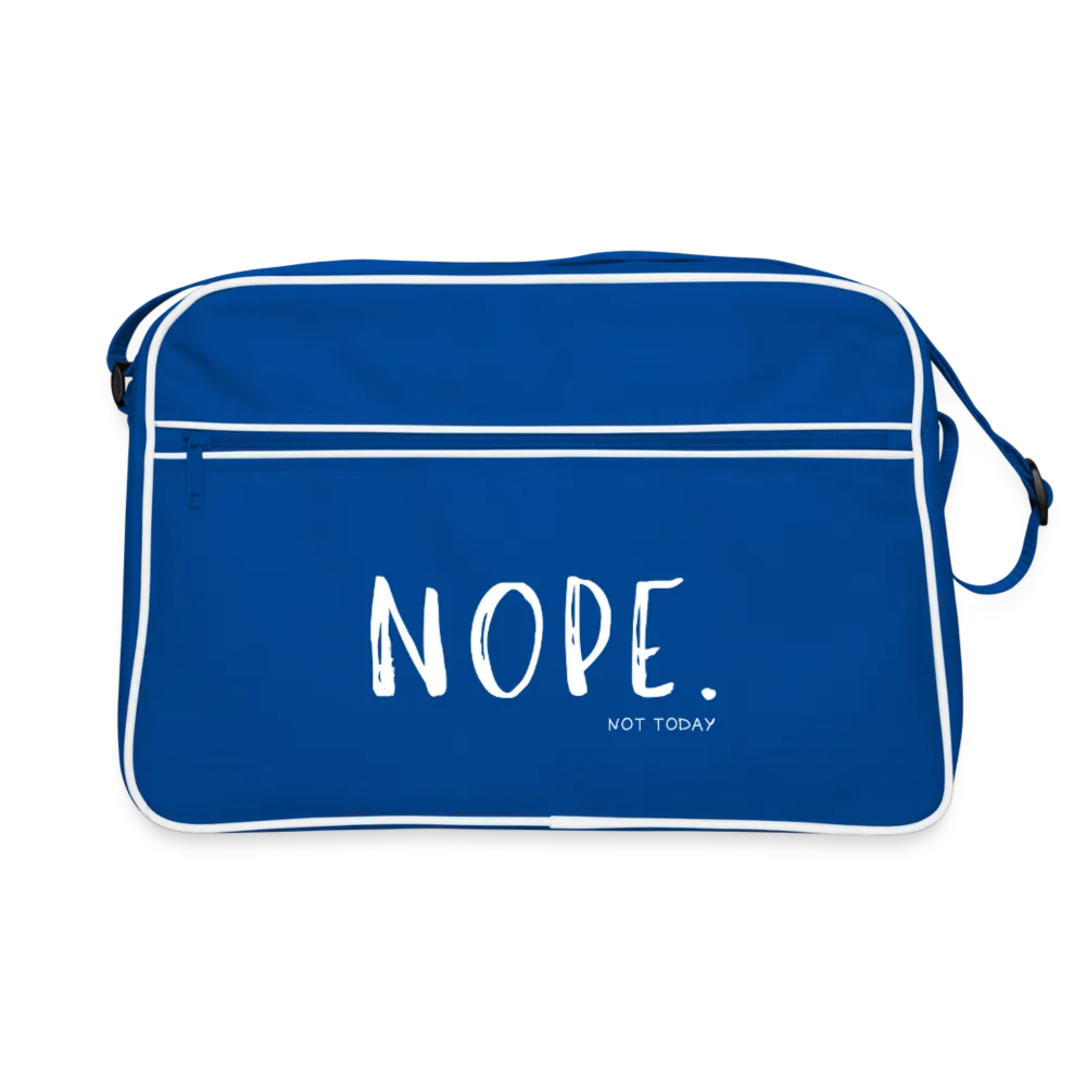 Personalisierte Unisex Retro Tasche zum Umhängen mit Spruch "Nope. Not Today" - Motiv und Text veränderbar - 18 Liter -
