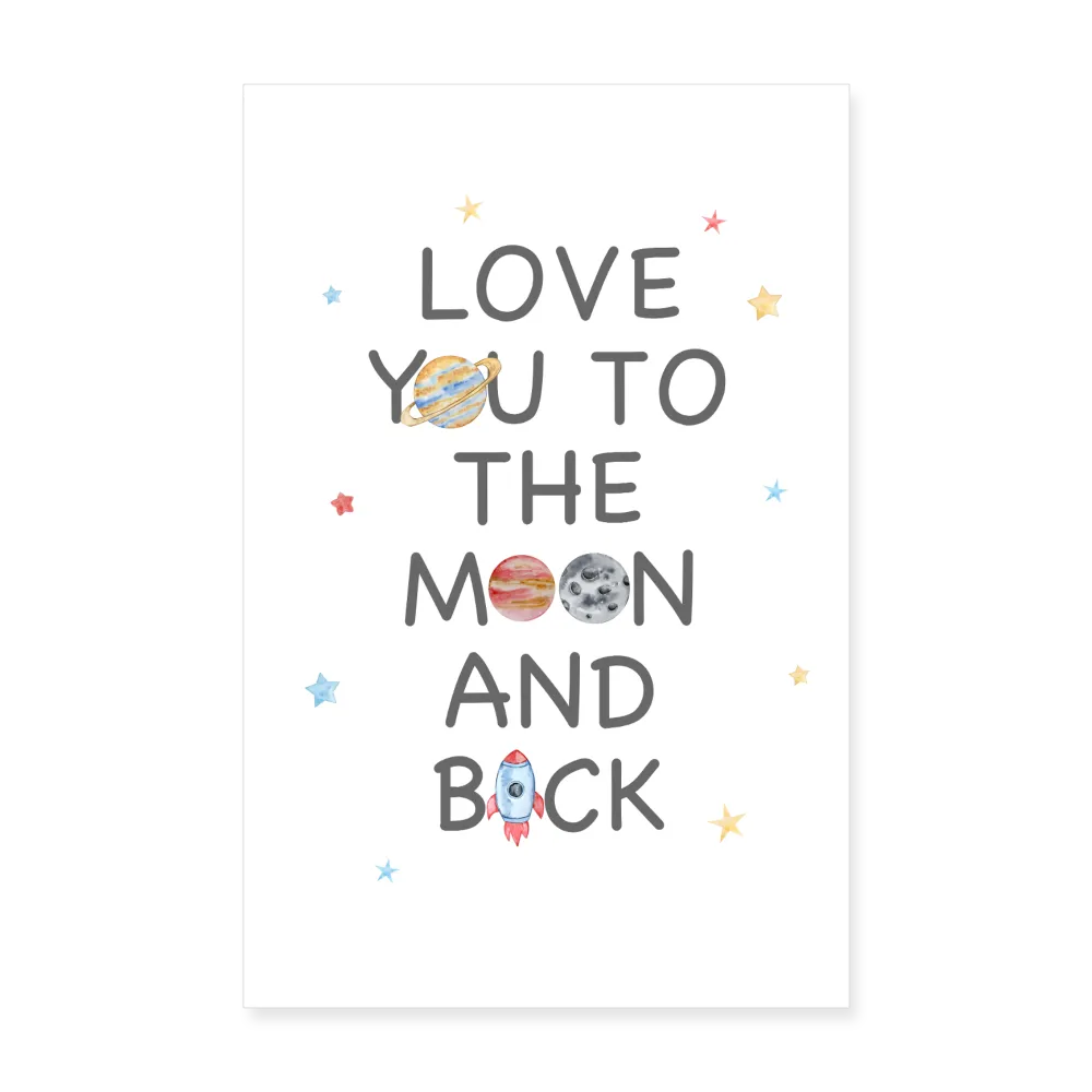 Personalisiertes Poster mit Spruch "Love you to the moon and back" und Sterne für Jungen Kinderzimmer - für 3-er Set - 20x30 cm - Motiv, Bild, Text und Produkt einfach adaptierbar - Weiß One size