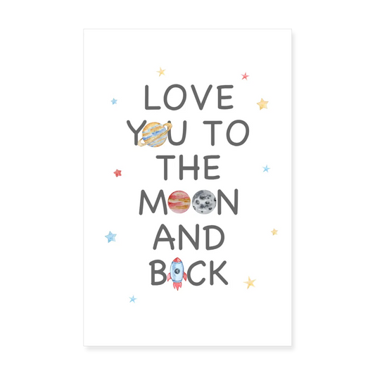 Personalisiertes Poster mit Spruch "Love you to the moon and back" und Sterne für Jungen Kinderzimmer - für 3-er Set - 20x30 cm - Motiv, Bild, Text und Produkt einfach adaptierbar - Weiß One size