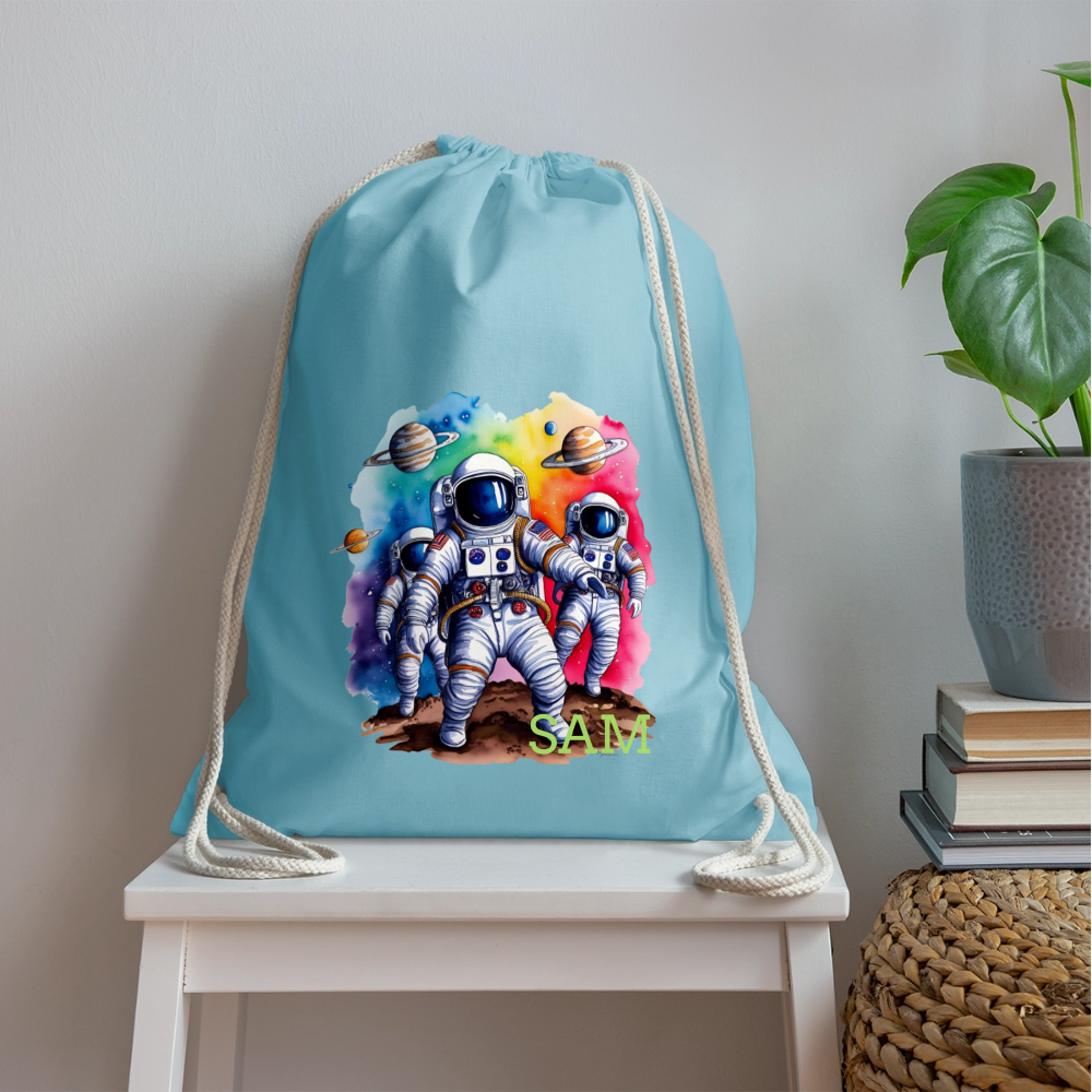 Personalisierter Turnbeutel mit Astronauten und Name - Weltall Beutel für Kinder und Erwachsene - Text und Motiv easy änderbar -