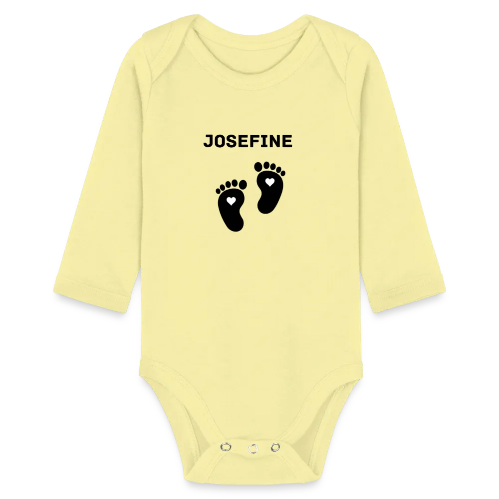 Personalisierter Unisex Baby Bio-Langarm-Body mit variablen Namen - 100% Bio Baumwolle - bis Größe 80 bzw. 12 Monate - in vielen Farben und Größen - Bild, Motiv und Text sind individualisierbar -