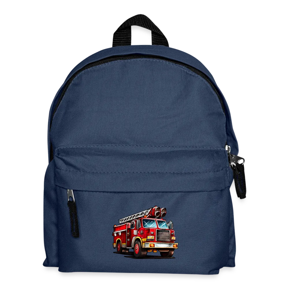 Kinder Rucksack in blau mit Feuerwehr Fahrzeug - super für Jungen und Mädchen - Navy One size