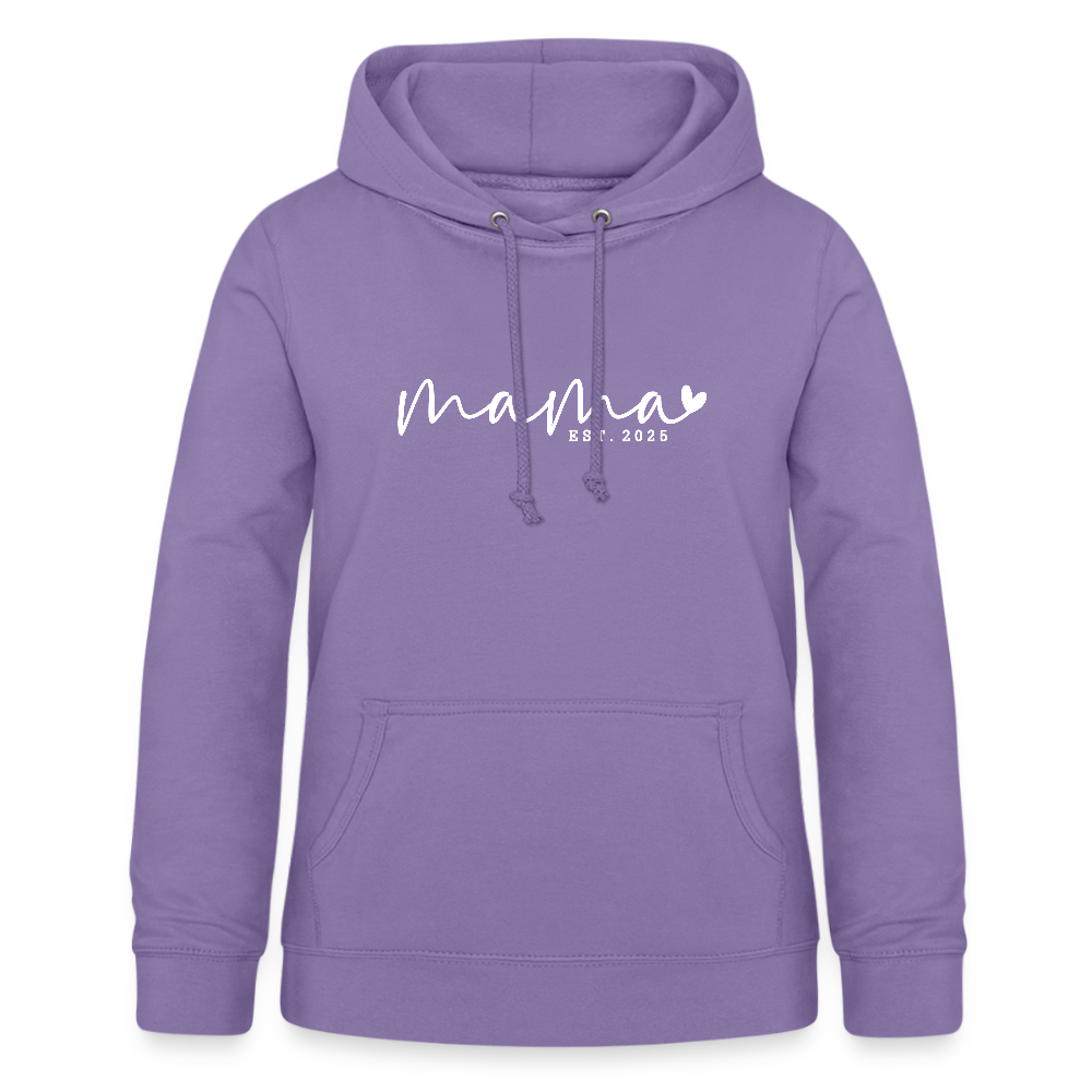 Personalisierter Frauen Hoodie mit eigenem Design bedrucken - hier mit Mama - est. 2025 - Sweater mit Spruch bedrucken - viele Farben und Größen - Lavendel