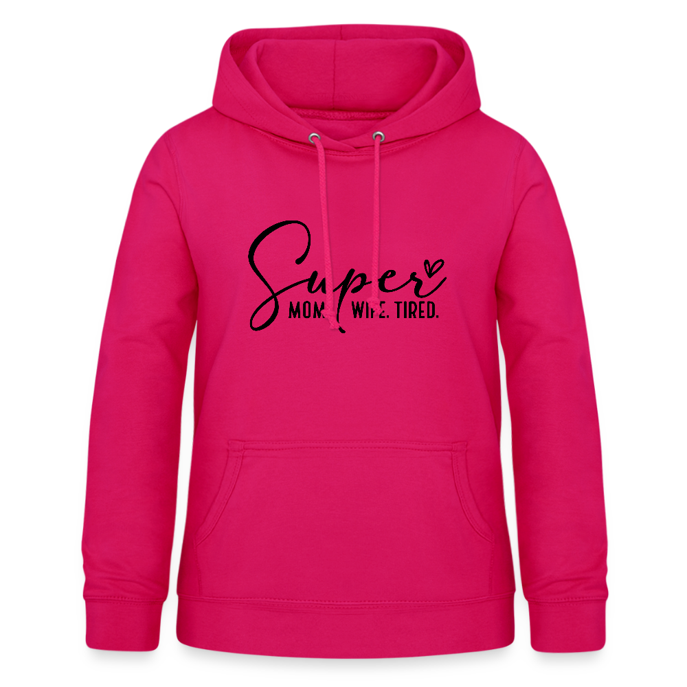 Personalisierter Frauen Hoodie mit Spruch "Super Mom" - perfekt für Muttertag oder Geburtstag - viele Farben und Größen - einfach anpassbar mit Text und Motiv - dunkles Pink