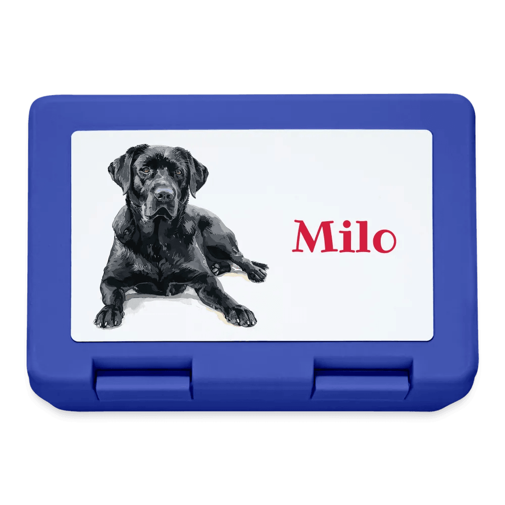 Personalisierter Behälter für Hunde Leckerlis - Motiv und Text veränderbar - Bild des eigenen Hundes hochladbar - Royalblau One size