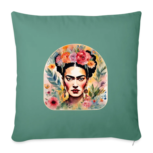 Personalisiertes Sofakissen mit Füllung - Frida Kahlo abstrakt interpretiert - tolle ergänzende Motive in dieser Serie - 44 x 44 cm - viele verschiedene Polsterfarben - Tanngrün One size