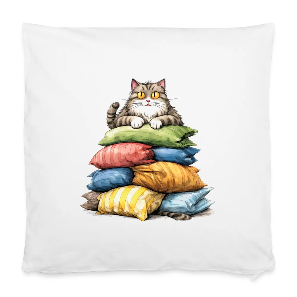 Personalisierter Kissenbezug mit Katze auf Kuschelpolster - 100% Baumwolle - 40 x 40 cm - Weiß One size