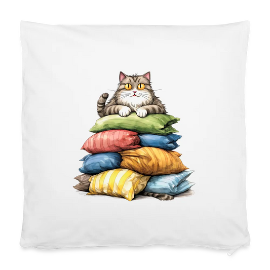 Personalisierter Kissenbezug mit Katze auf Kuschelpolster - 100% Baumwolle - 40 x 40 cm - Weiß One size